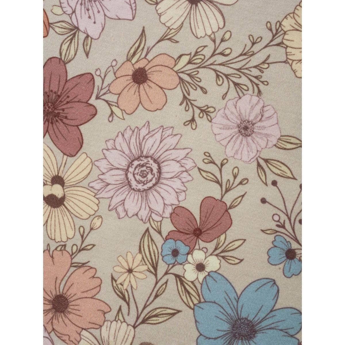 Plus Size Crew Neck Floral Print Stretchy T-Shirt Multicolor Women Leisure Contrast Natural Flowers Round Neck Casual T-shirts BloomChic 14-16/1X Product Image