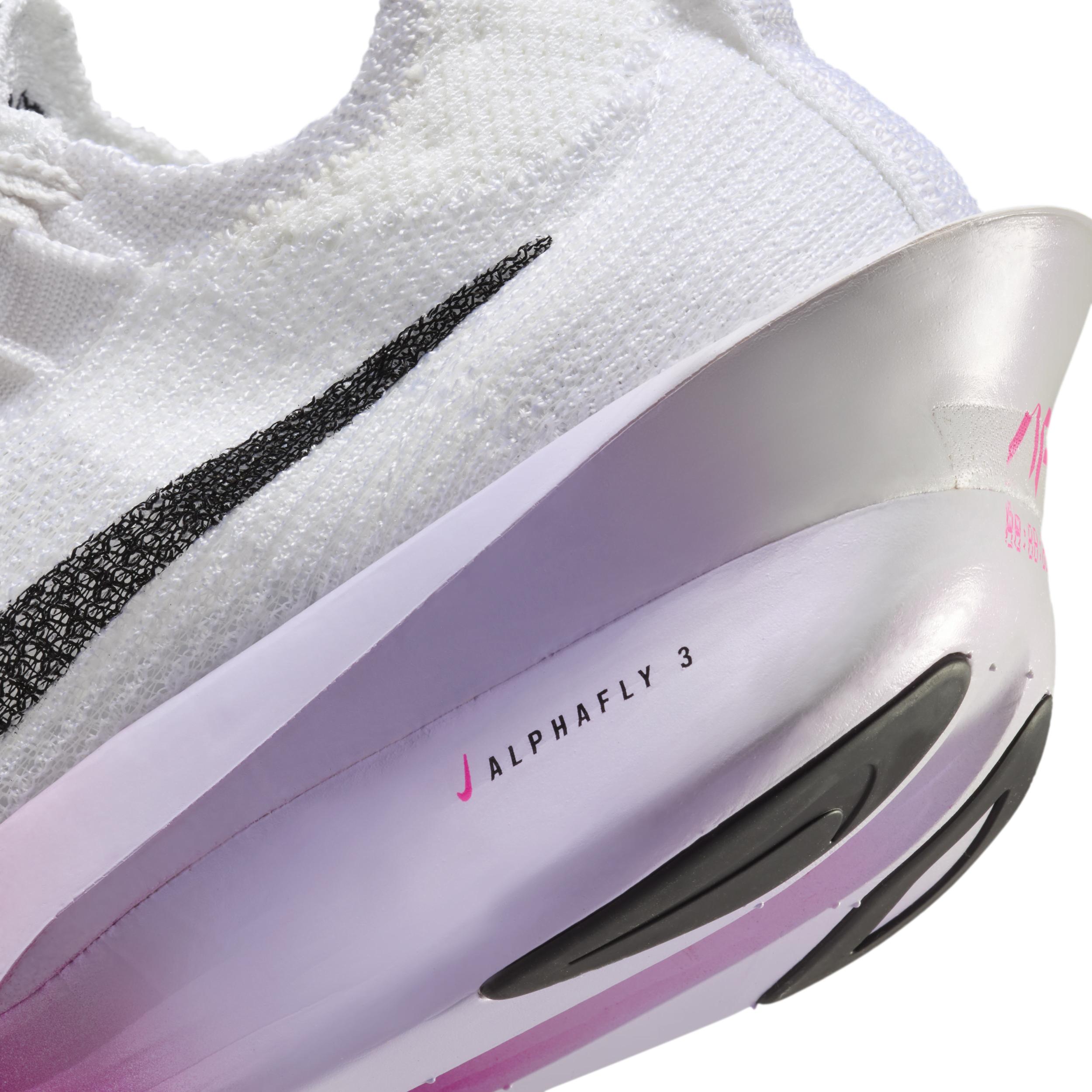 Nike Womens Air Zoom Alphafly 3 Running Shoes in White/Black/Purple Agate Product Image