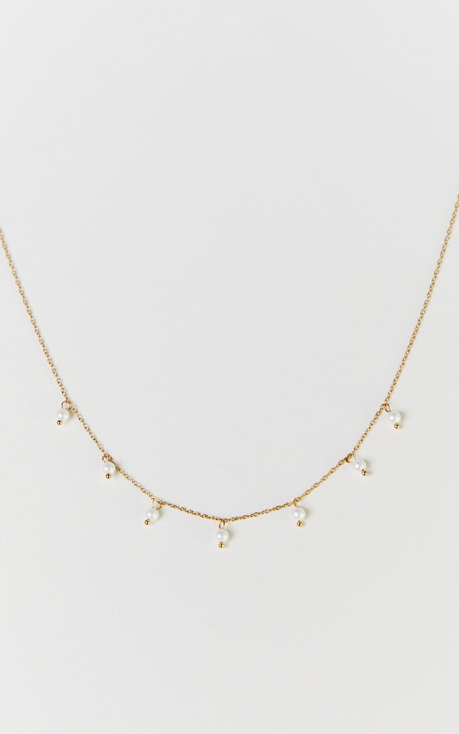 Portia Necklace - Multi Pearl Pendant Necklace in Gold Product Image