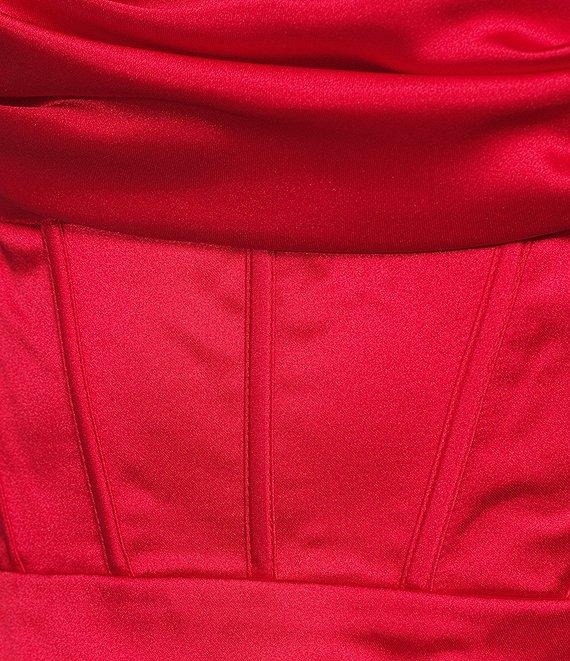 Blondie Nites Spaghetti Strap Cowl Neck Corset Drape Dress Product Image