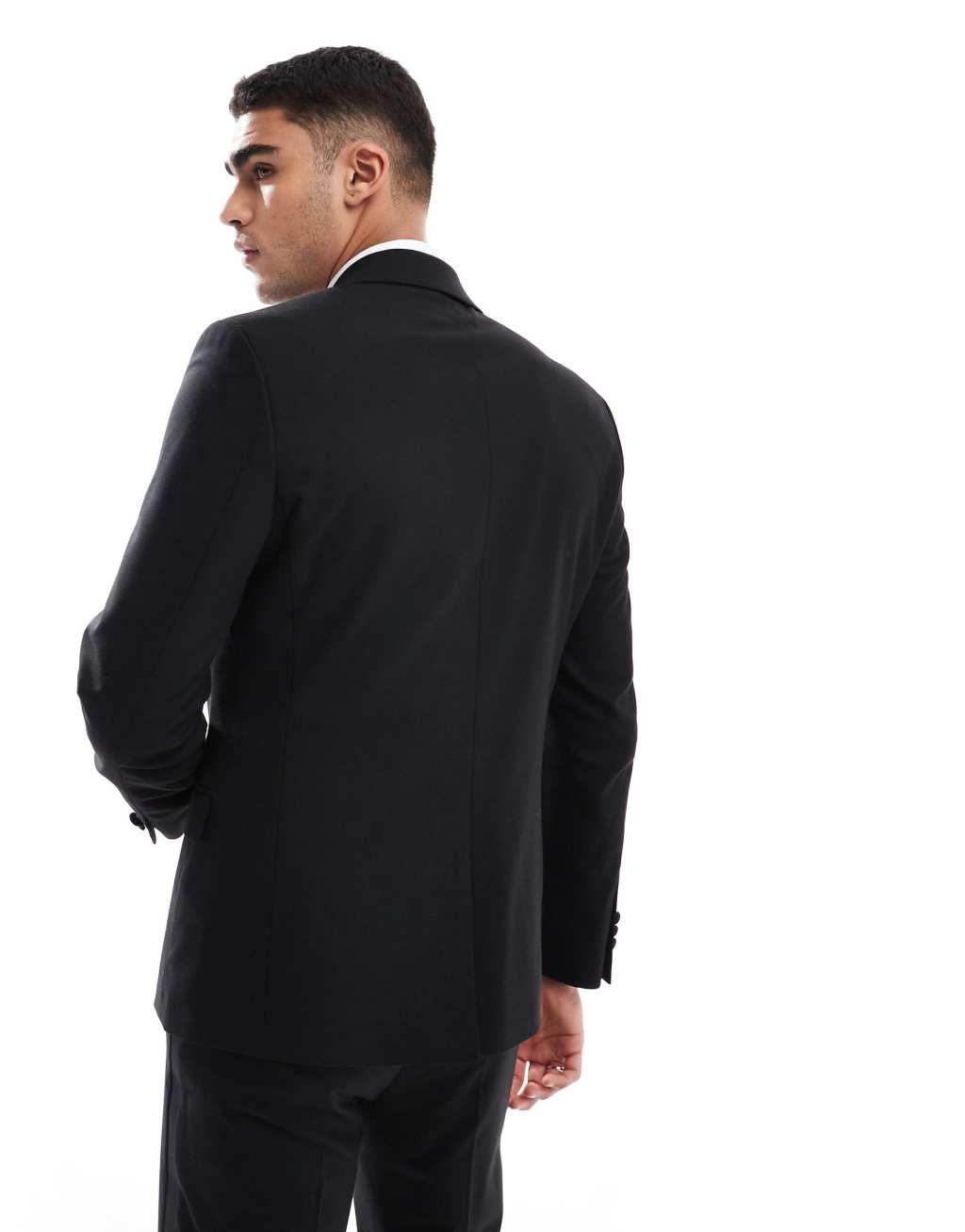 ASOS DESIGN new skinny tuxedo suit jacket with low break in black Product Image