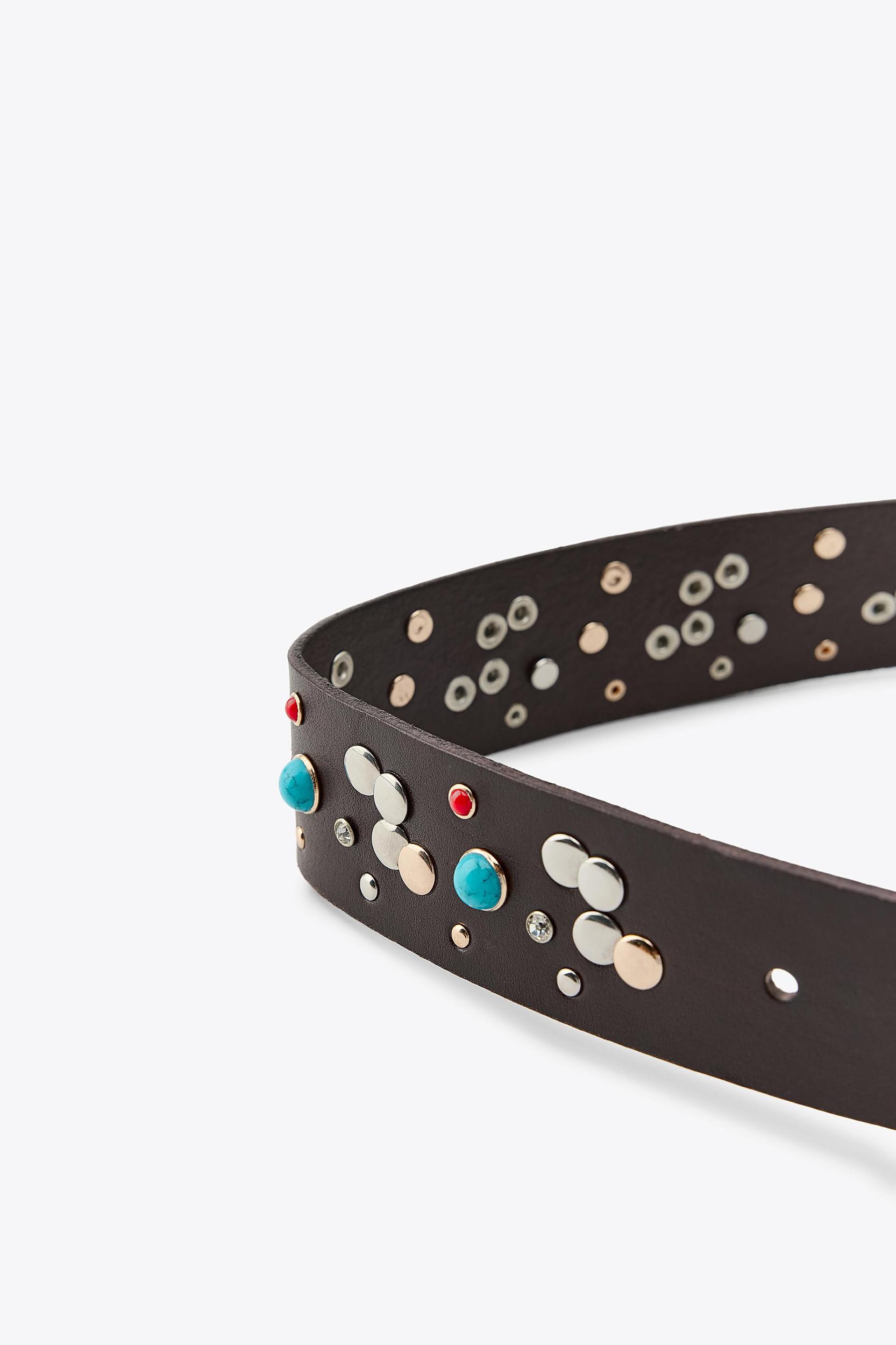 LEATHER BELT WITH STONES AND STUDS Product Image