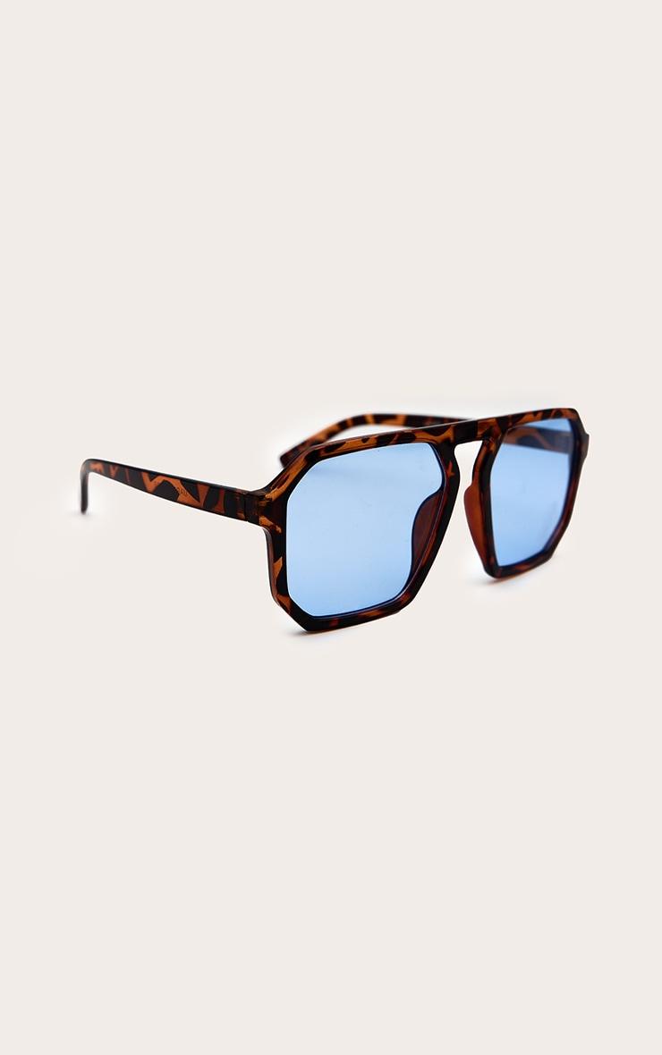 Tortoiseshell Blue Lens Aviator Sunglasses Product Image