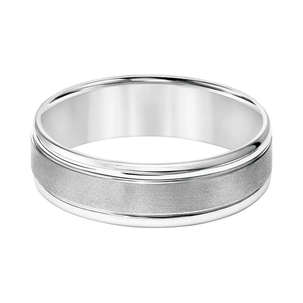 Men's AXL 14k White Gold Brushed Stripe Wedding Band, Size: 8.50 Product Image