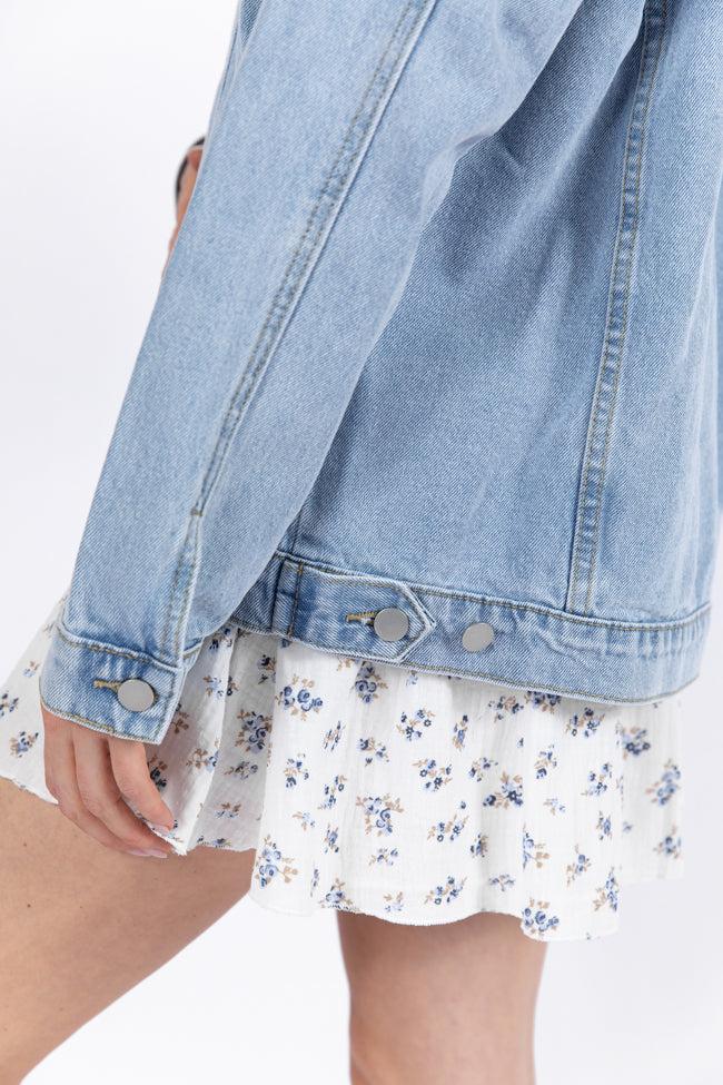 Let's Try It Light Wash Boyfriend Denim Jacket FINAL SALE Product Image