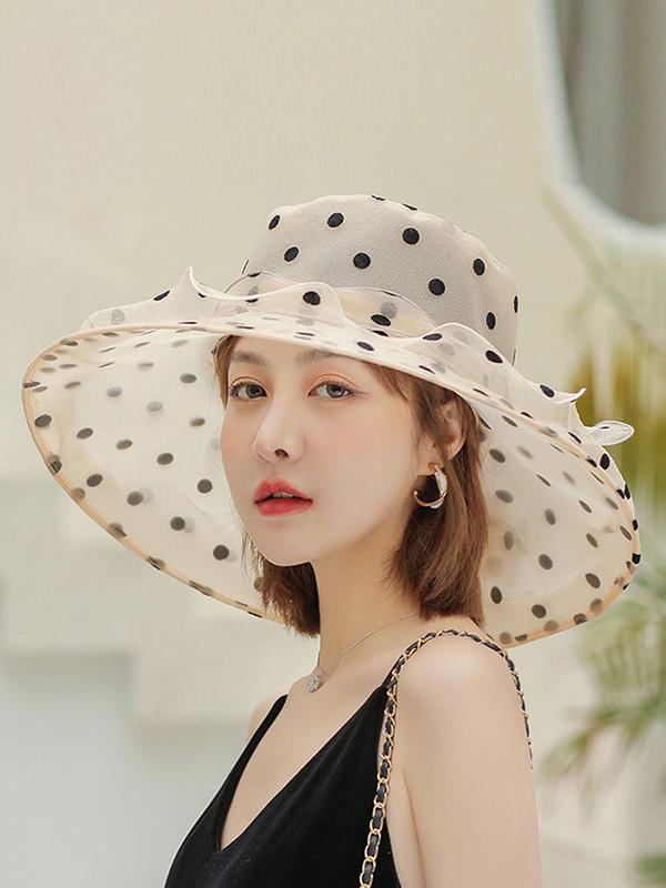 Flower Shape Gauze Polka Dot See-Through Split-Joint Sun Hat Product Image