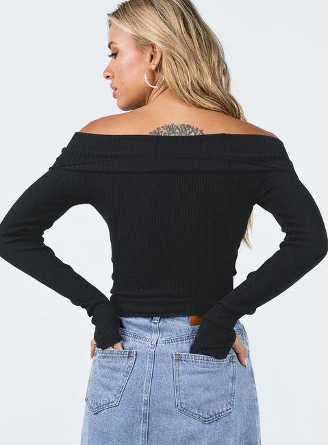 Morley Off Shoulder Sweater Black Product Image