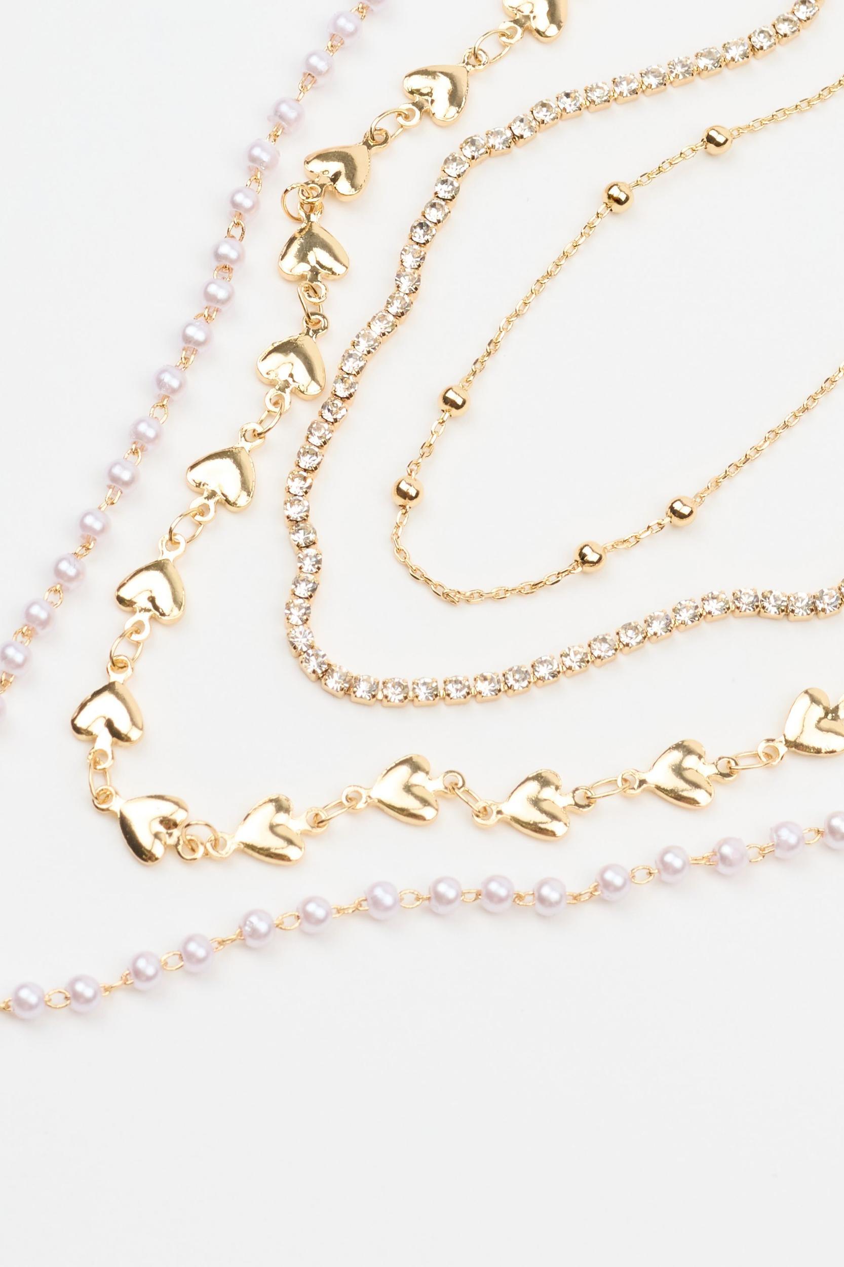 Set of 4 Hearts, Gem, and Pearl Chains Product Image