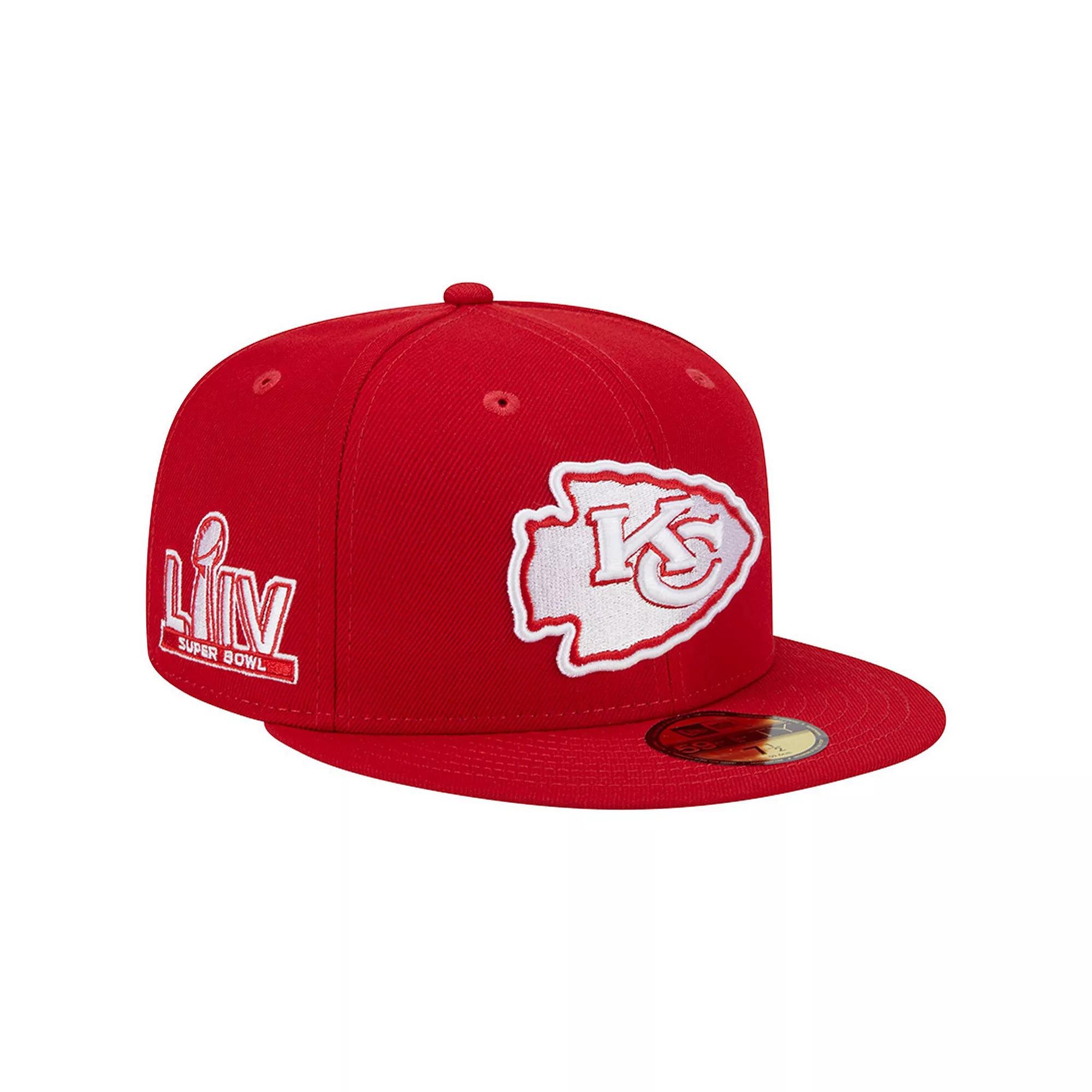 Men's New Era Scarlet Kansas City Chiefs Super Bowl LIV Main Patch 59FIFTY Fitted Hat, Size: 7 5/8, Red Product Image
