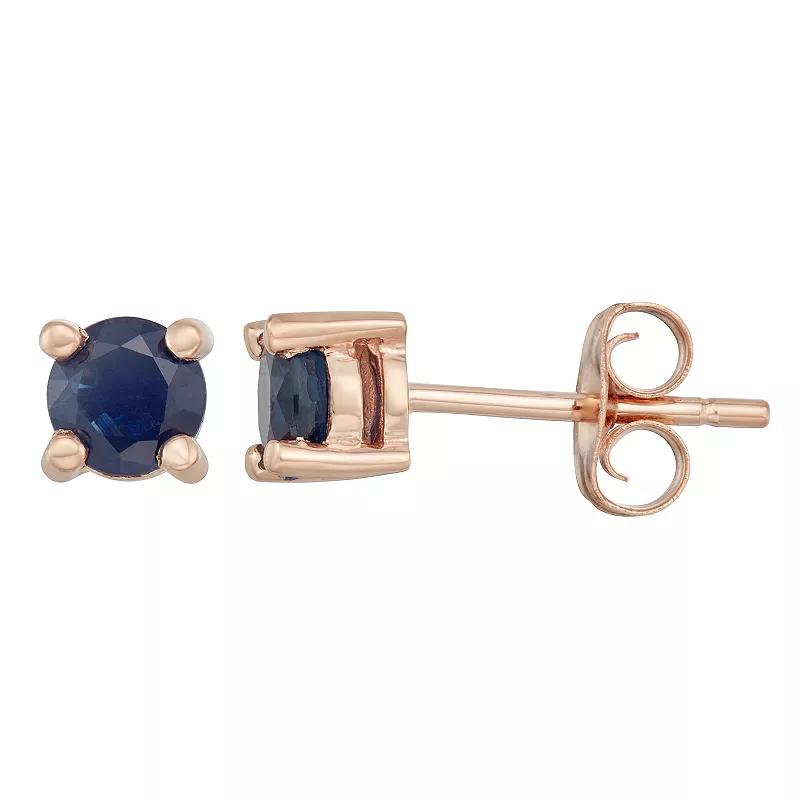 14k Gold Sapphire Stud Earrings, Women's, Pink Product Image