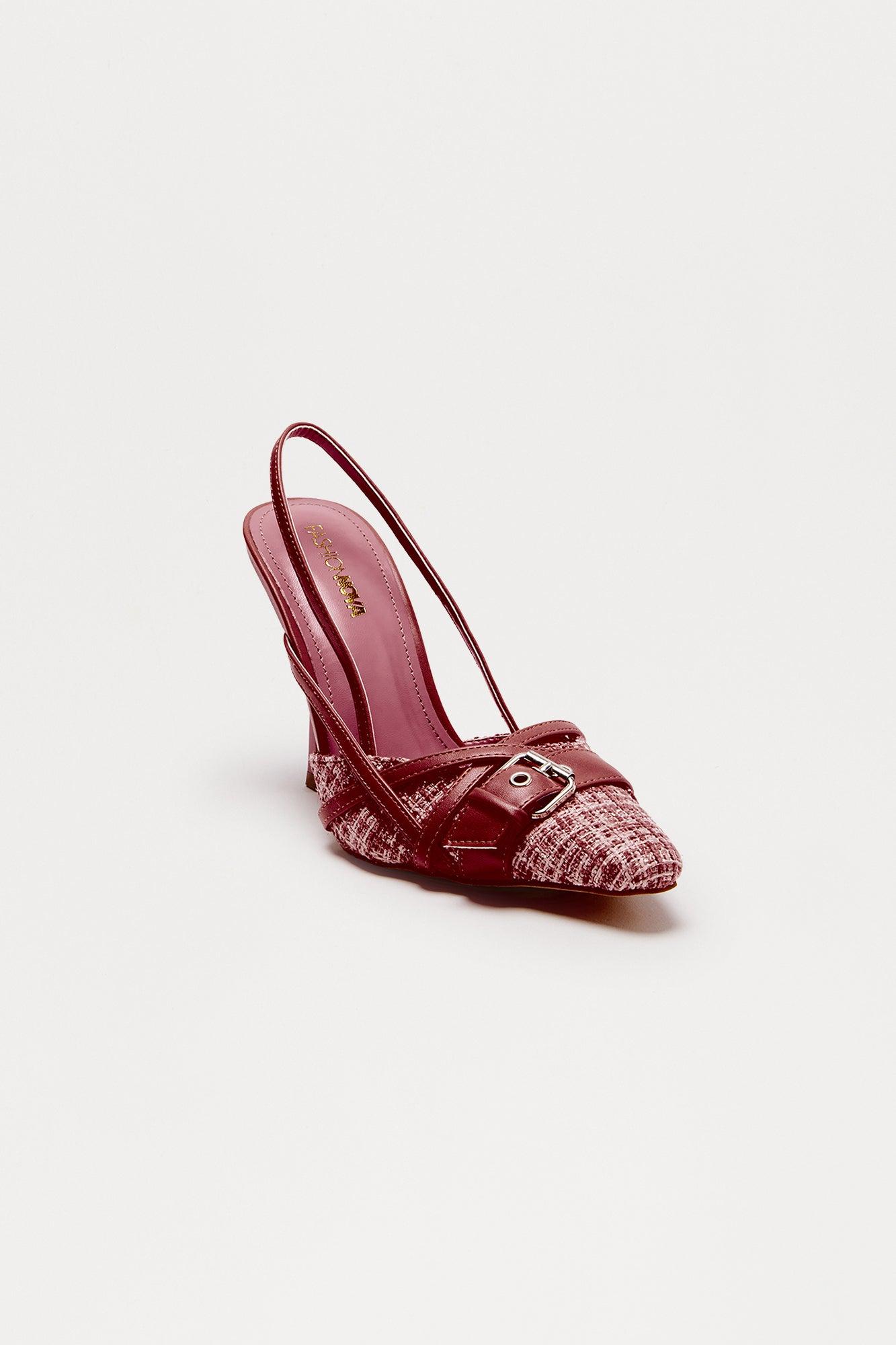 Jodelle Tweed Slingback Pumps - Burgundy Female Product Image