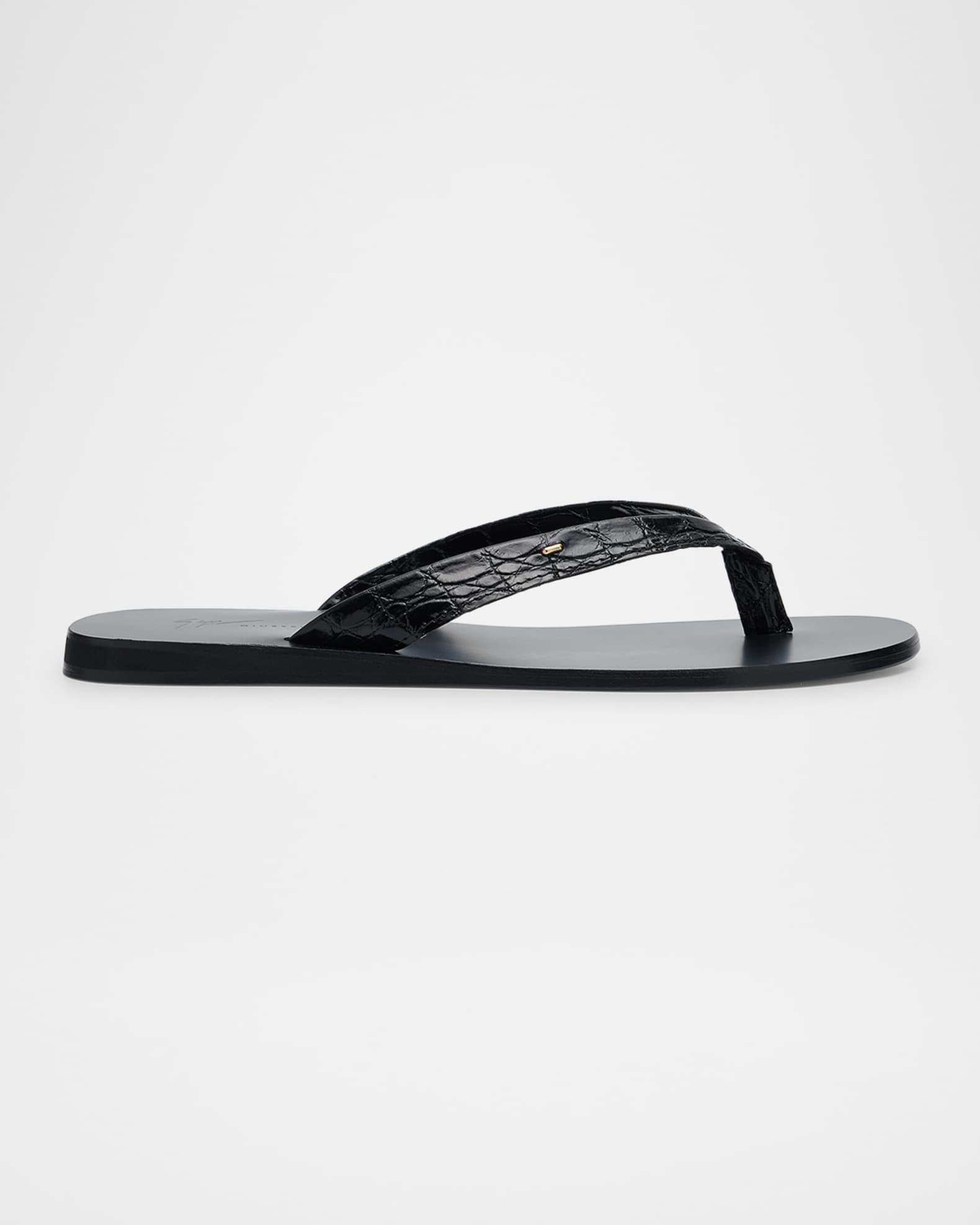 Men's Hally 10 Croc-Effect Leather Flip Flops Product Image