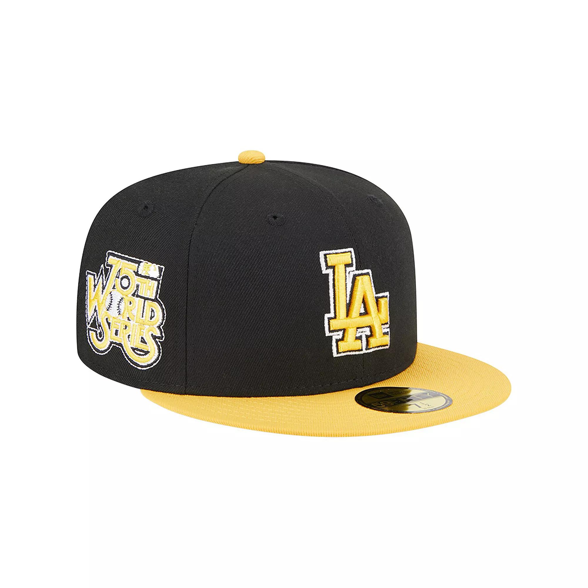 Men's New Era Black/Gold Los Angeles Dodgers 59FIFTY Fitted Hat, Size: 8 Product Image