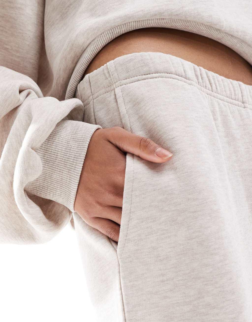 ASOS DESIGN wide leg sweatpants in oatmeal - part of a set Product Image