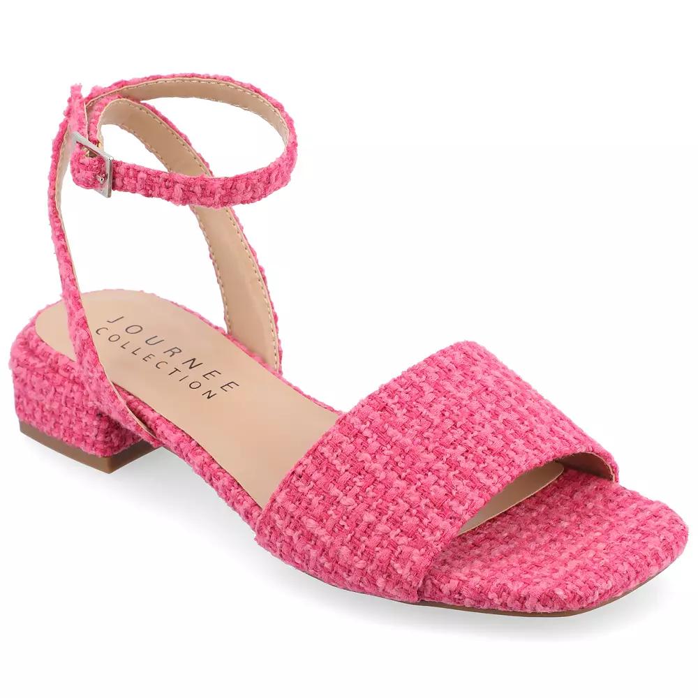 Journee Adleey Women's Tweed Low Block Heel Sandals,  Product Image