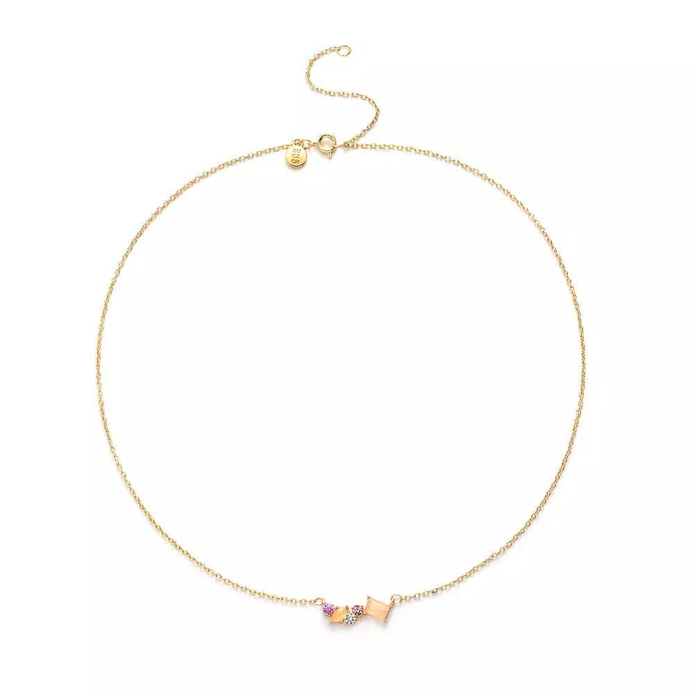 Power of Color Rose Quartz & Cubic Zirconia Cluster Necklace, Womens Gold Tone Pink Product Image