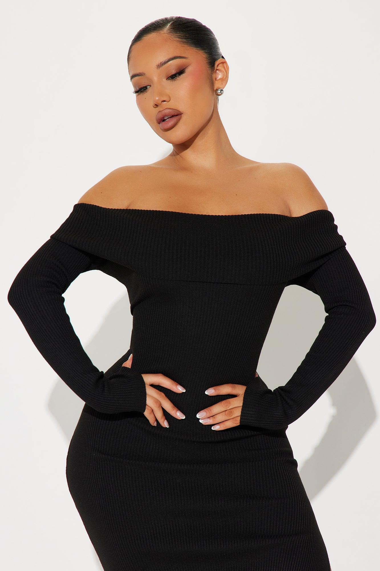Sweater Weather Maxi Dress - Black Product Image