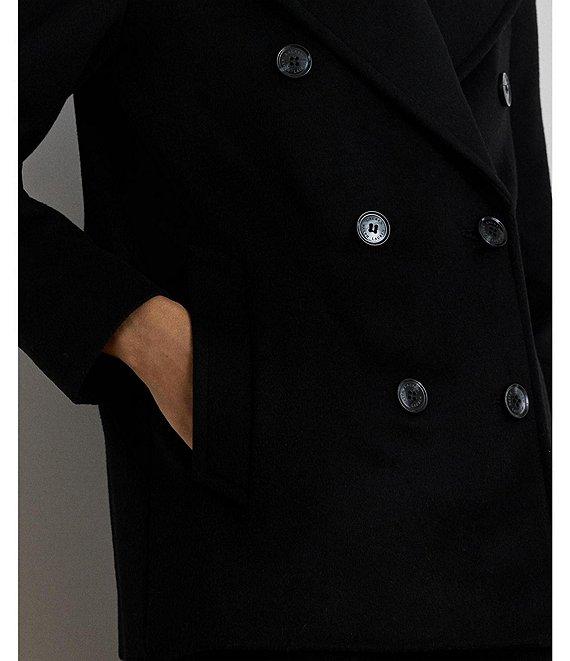 Lauren Ralph Lauren Wool Blend Notch Collar Long Sleeve Button Front Double Breasted Peacoat Product Image