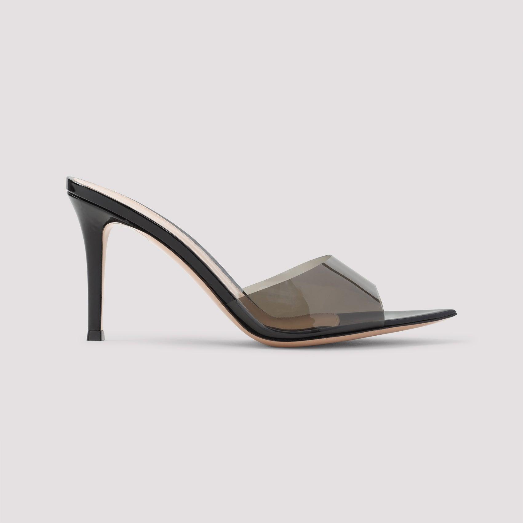 GIANVITO ROSSI Elle 85 Pvc And Patent-leather Mules In Black Product Image