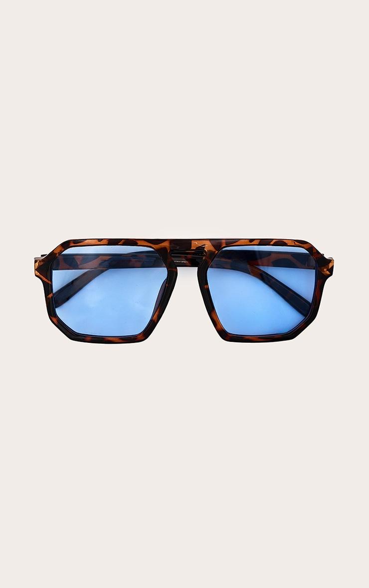 Tortoiseshell Blue Lens Aviator Sunglasses Product Image