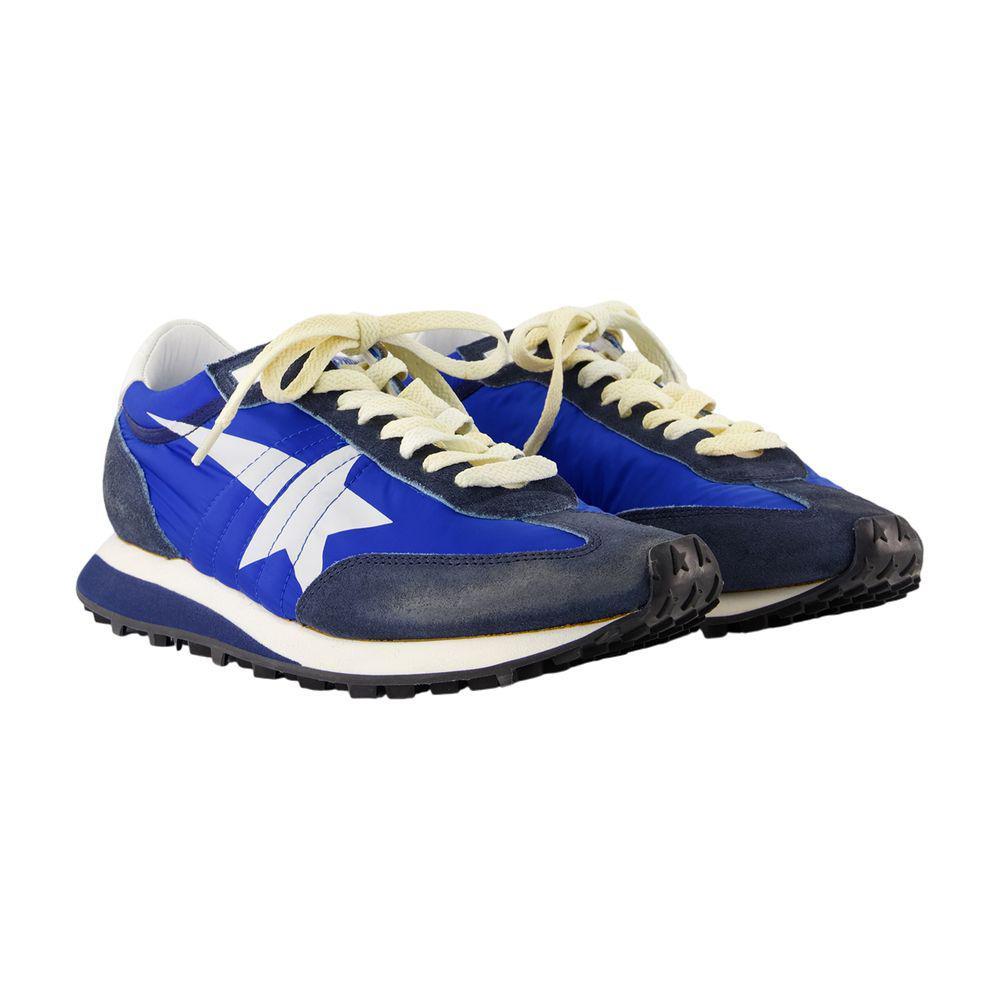 GOLDEN GOOSE Deluxe Brand Running Marathon Nylon Upper Suede Sneakers In Blue Product Image