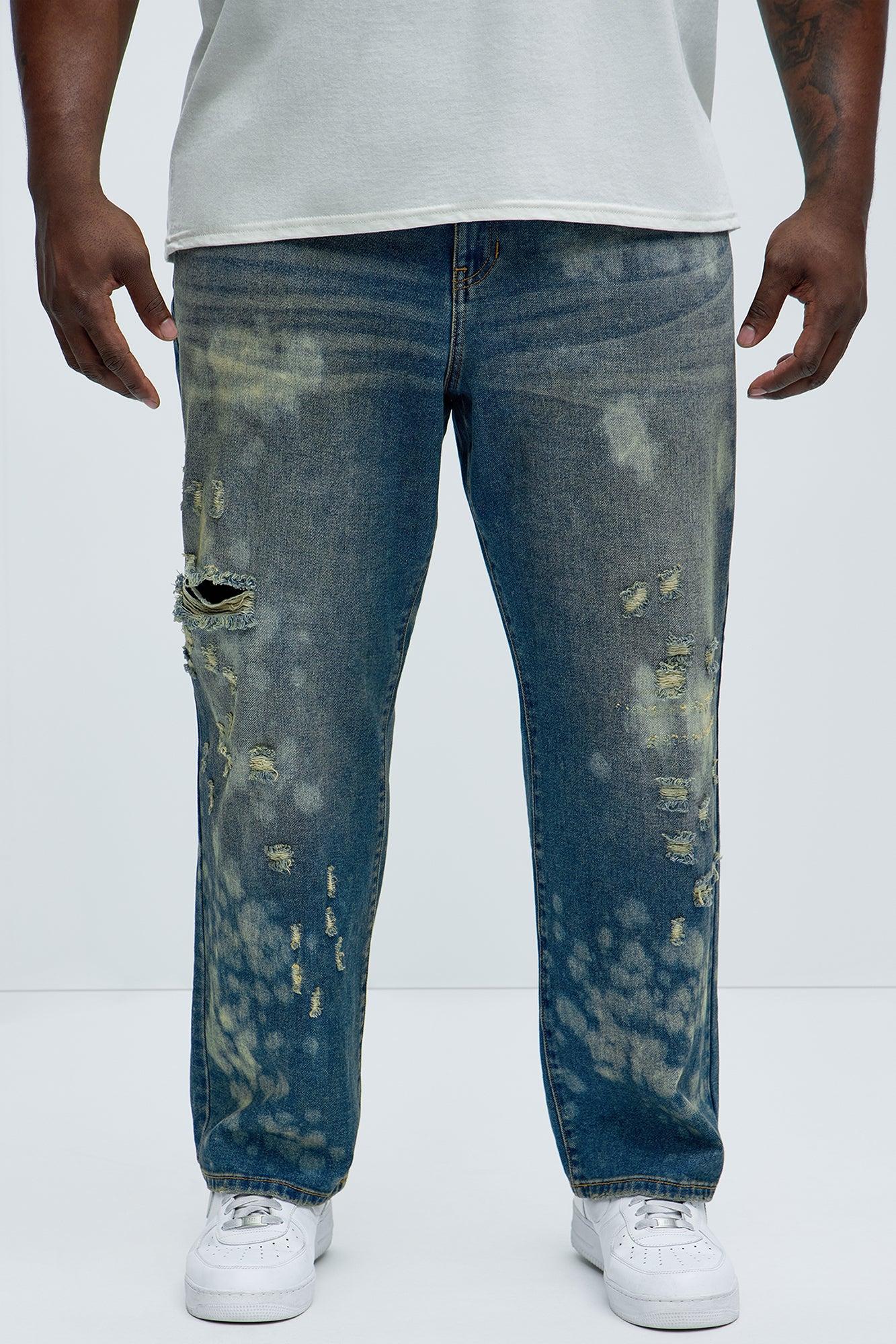 Go At It Straight Stained Jeans - Vintage Blue Wash Product Image