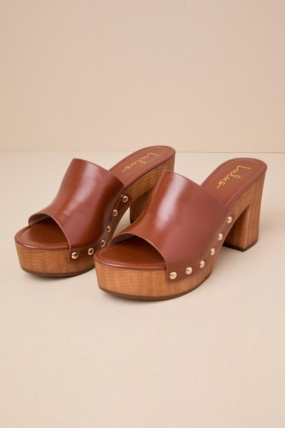 Jaylani Cognac Platform Mule Sandals Product Image