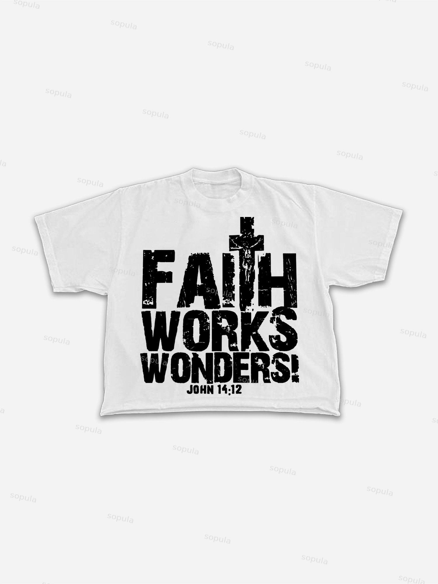 Faith Works Wonders Vintage Graphic Cropped T-shirt Product Image