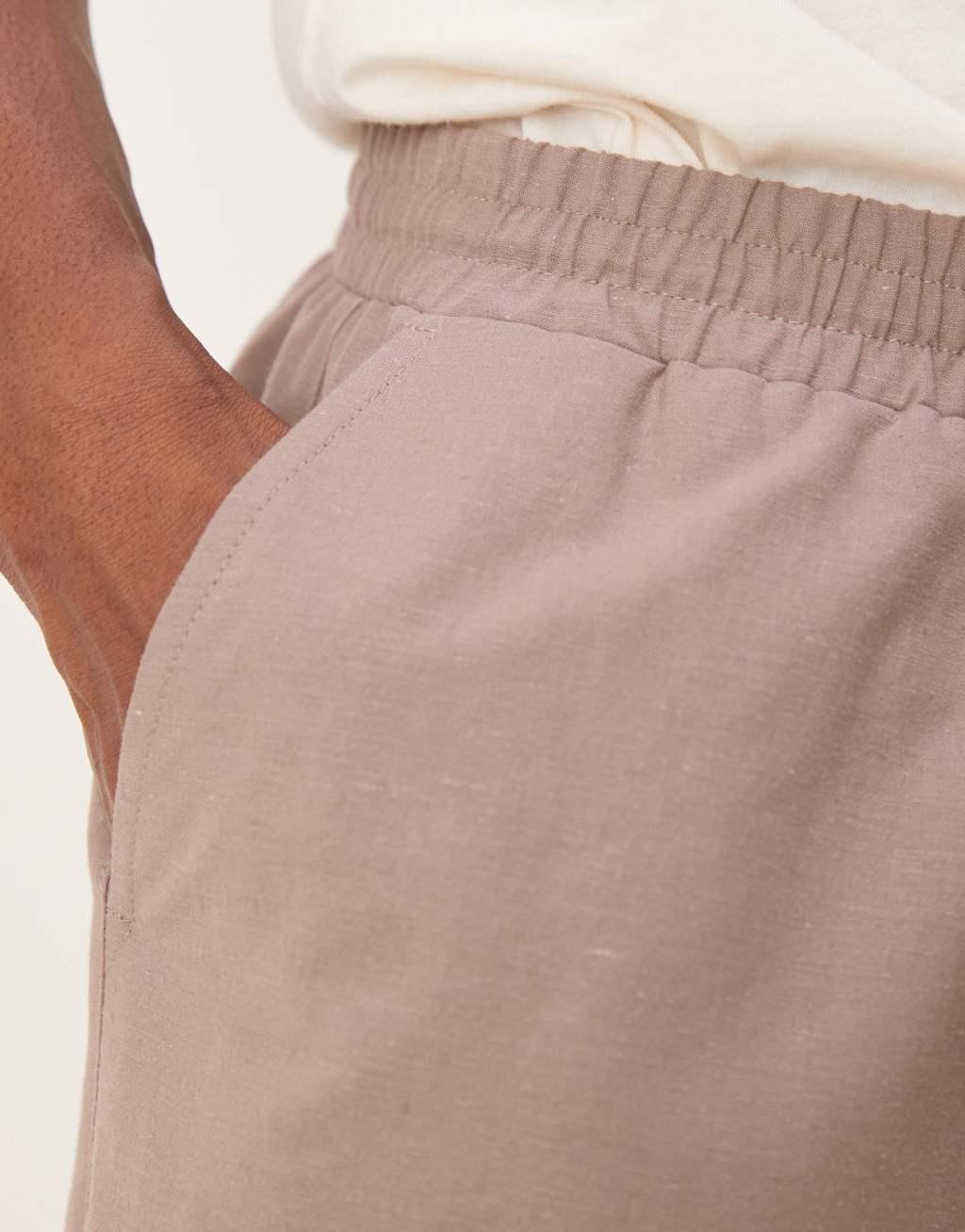 ASOS DESIGN baggy linen look pants in beige Product Image