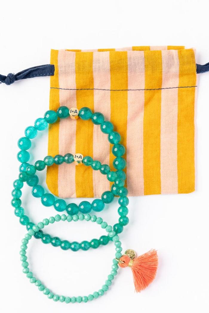 Addison Set Of 3 Stretch Bracelets Glass And Crystal With Bag Product Image