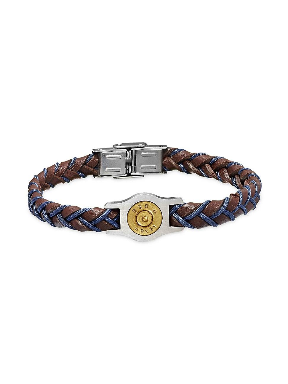 Link Up Two Tone Braided Rope & Leather Bracelet Product Image