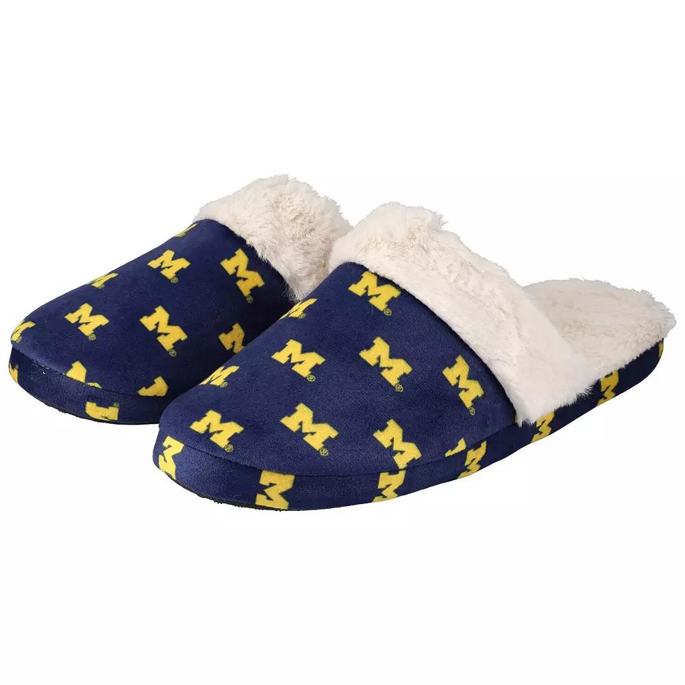 Women's ZooZatz Navy Michigan Wolverines Faux Fur Slippers, Size: 7-8, Blue Product Image