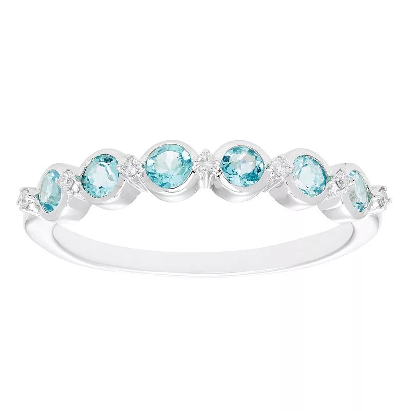 Boston Bay Diamonds Sterling Silver 1/10 Carat T.W. Diamond & Blue Topaz Stacking Ring, Women's,  Product Image