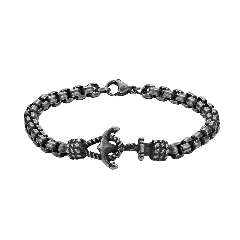 LYNX Men's Stainless Steel Anchor Box Chain Bracelet, Size: 8.5" Product Image