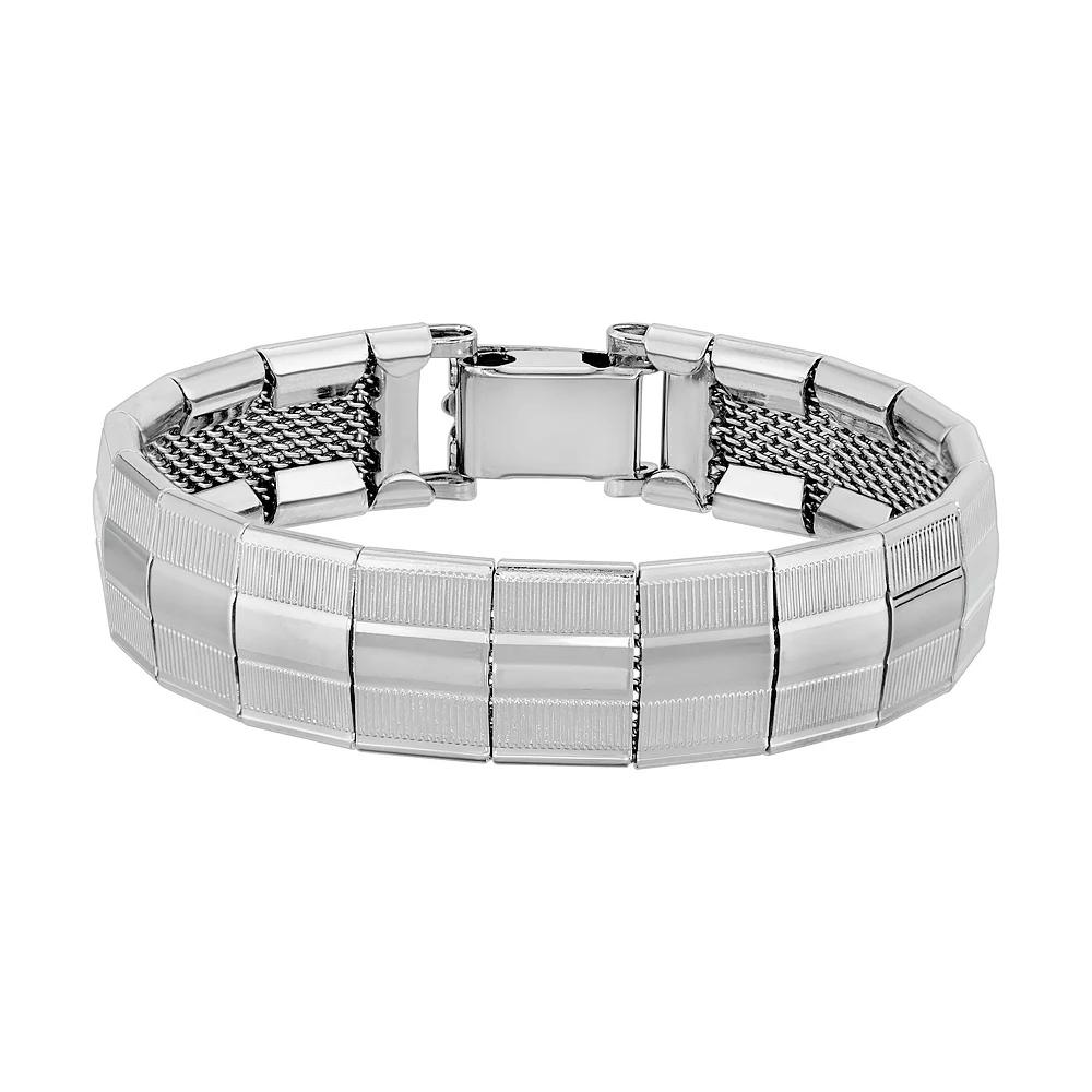 1928 Silver Tone Wide Link Bracelet, Women's Product Image