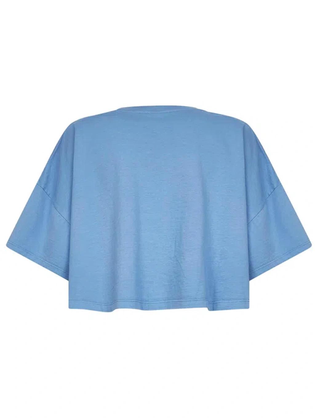 CHLOÉ Women Light Blue Jersey Cropped Logo T-shirt Product Image