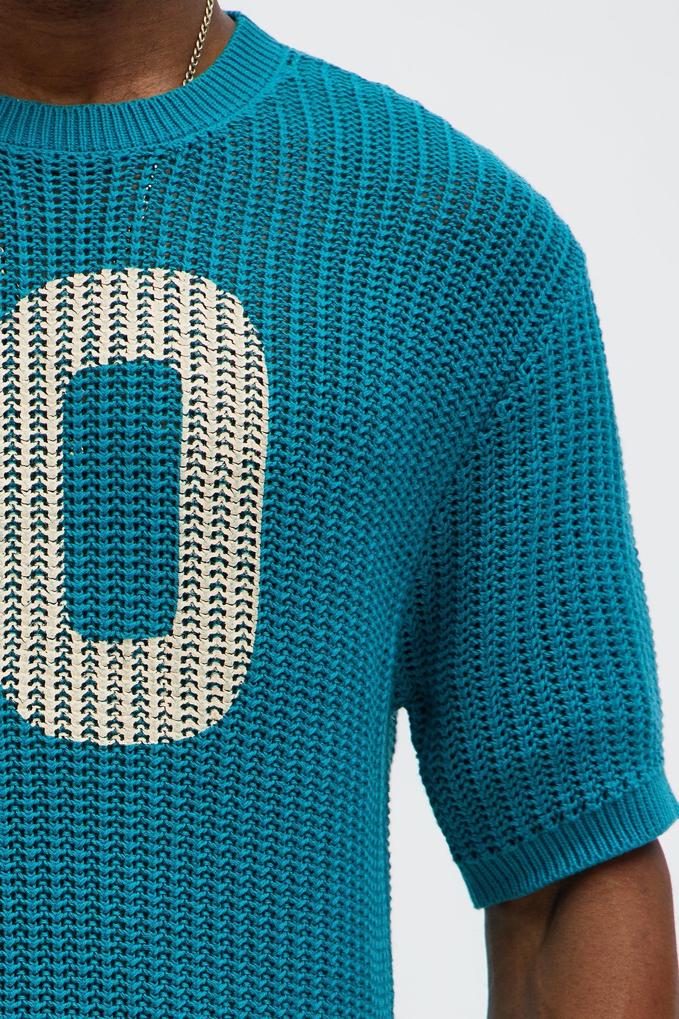 Printed Textured Knit Short Sleeve Tee - Green Male Product Image