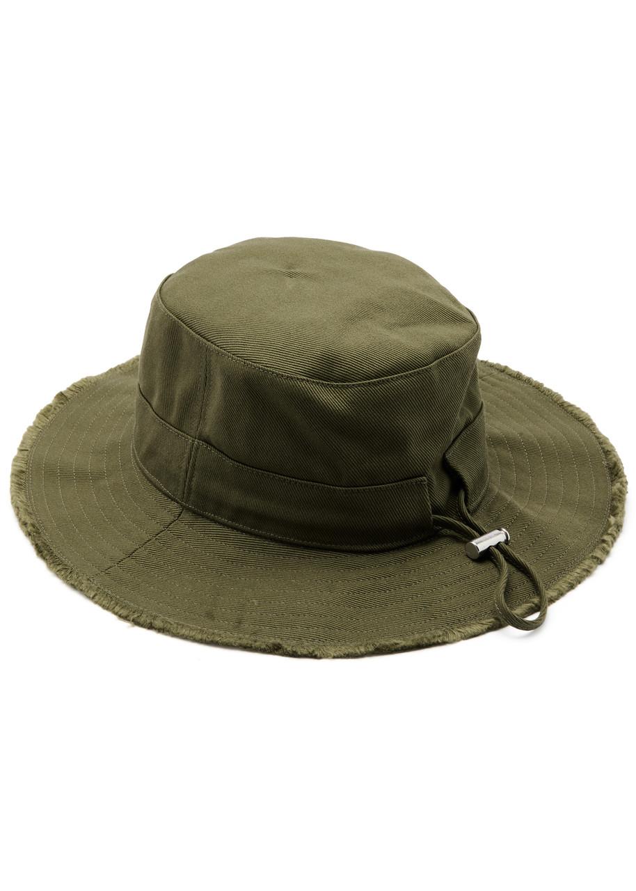 JACQUEMUS Mens Khaki Le Bob Artichaut Logo-plaque Cotton Bucket Hat Product Image