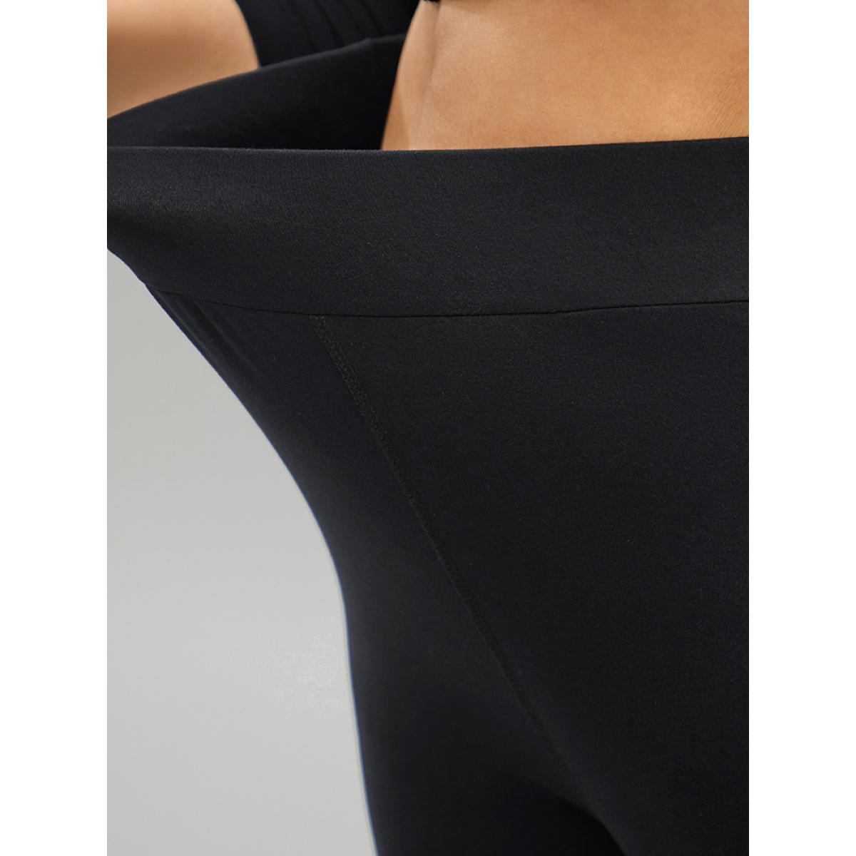 Plus Size Plain Patchwork Cut Out Wideband Waist Leggings Women Black Office High stretch Skinny High Rise Work Leggings BloomChic 18-20/2X Product Image