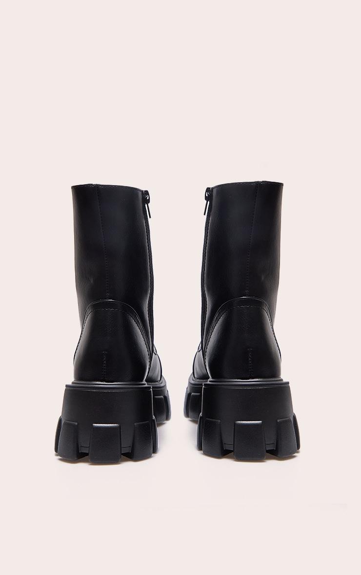 Black Wide Fit Lace Up Extreme Chunky Combat Boots Product Image