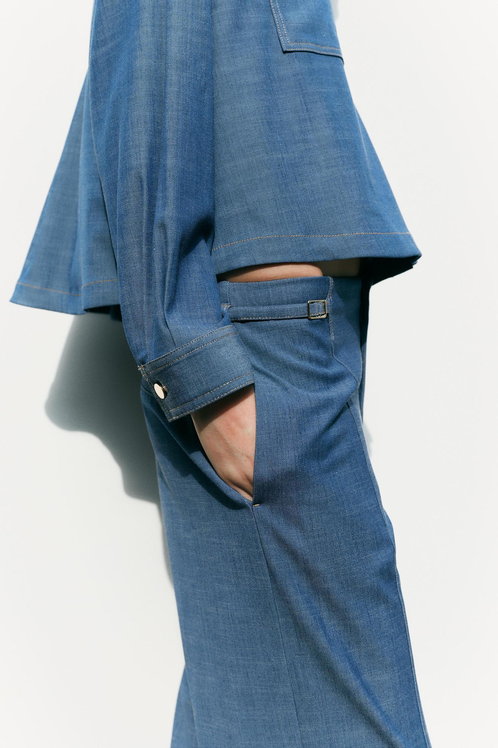 WIDE-LEG PANTS WITH THIN BELT Product Image