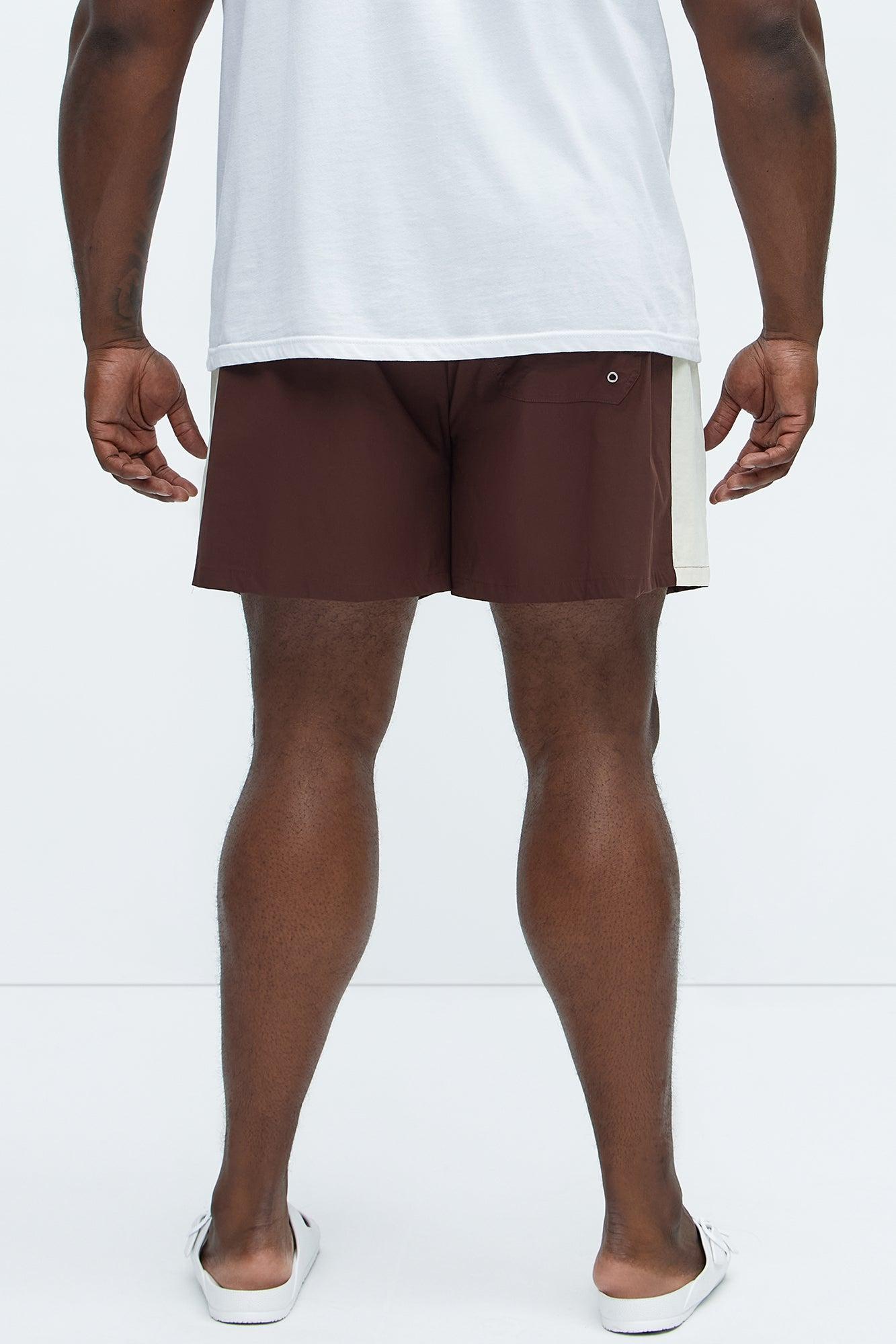Contrast On The Side Swim Mid Trunk - Brown/combo Product Image