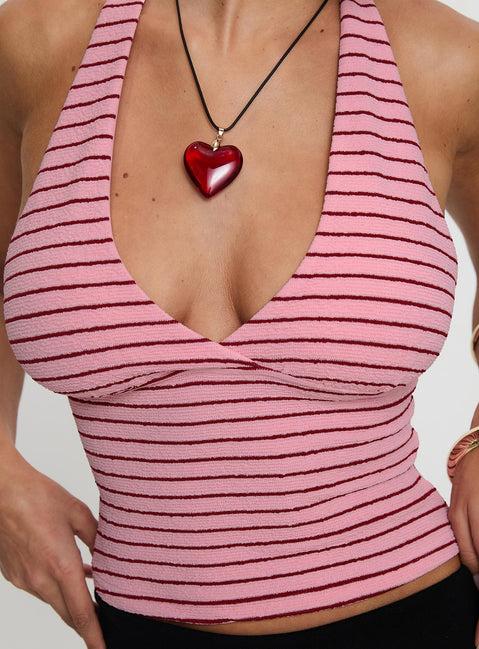 Whimsy Halter Top Pink / Red Stripe Product Image