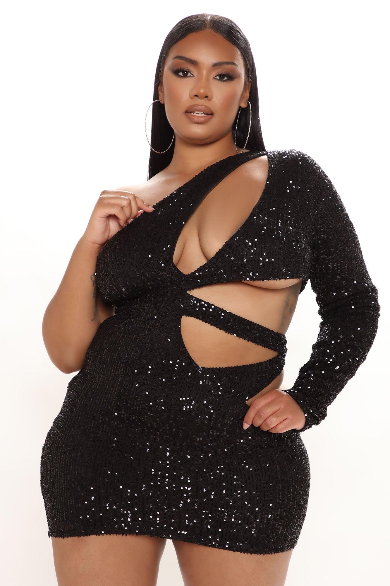 Disco Club Sequin Mini Dress - Black Product Image
