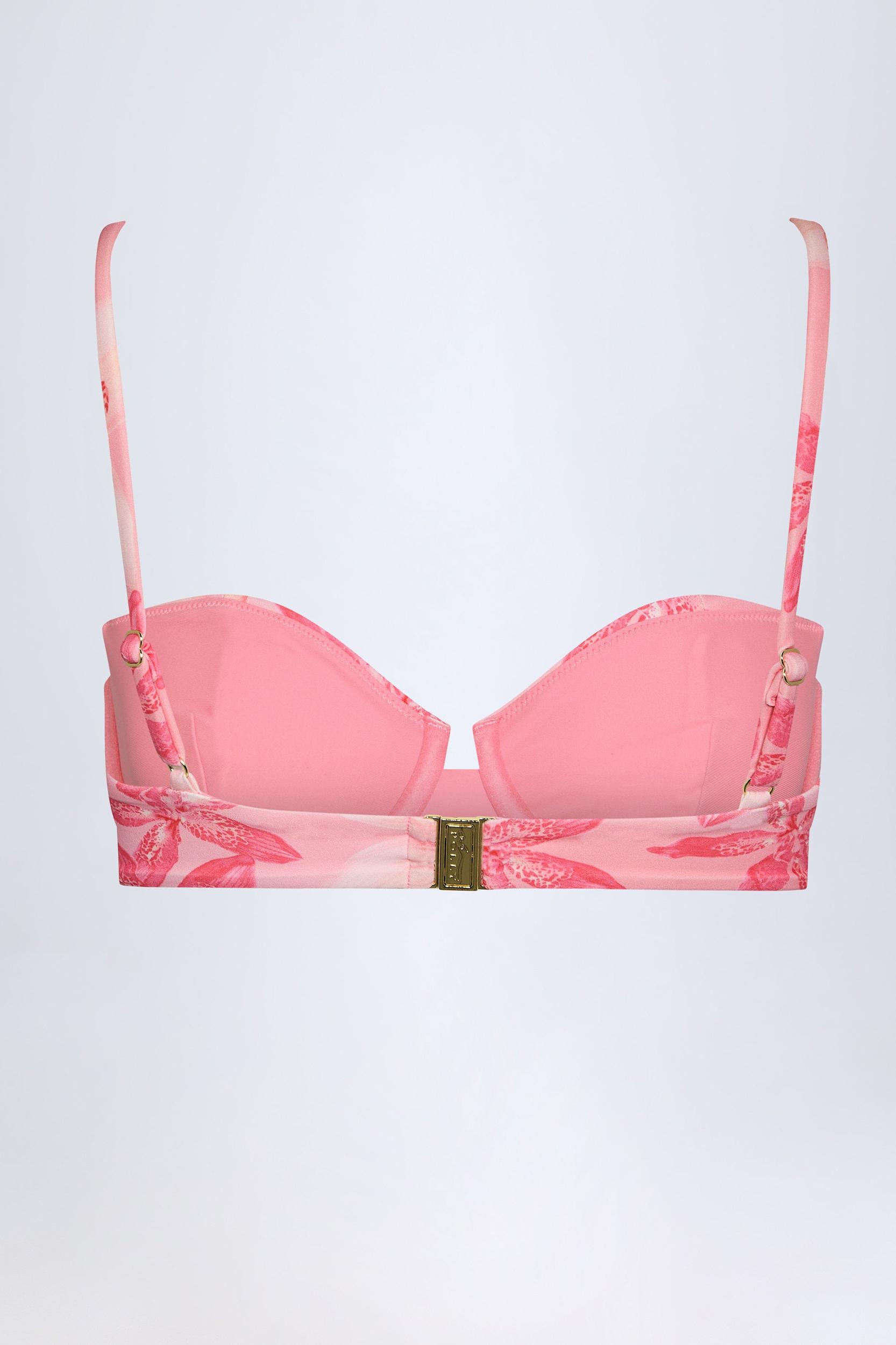 Underwired Balconette Bikini Top in Pink Orchid Print Female Product Image