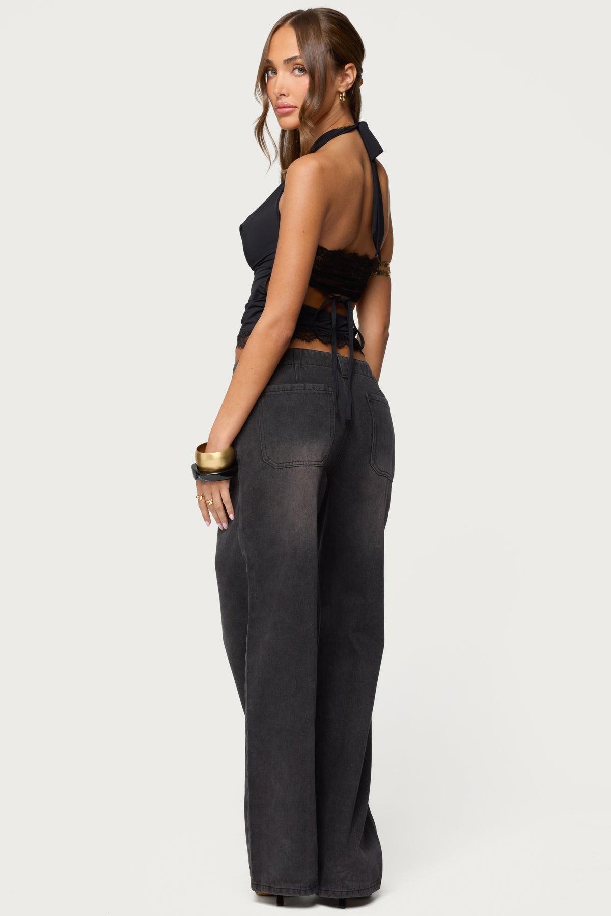 Aliyah Zip Low Rise Baggy Jeans Product Image