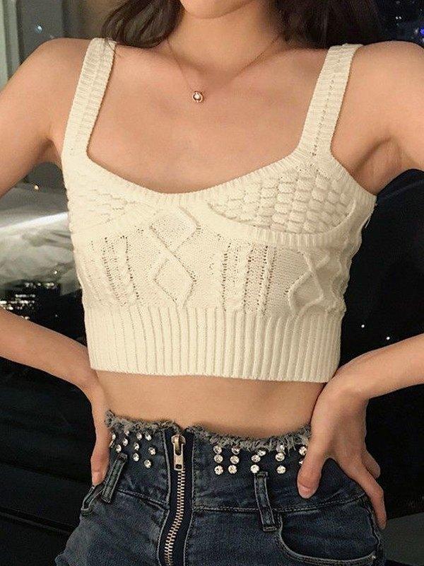 Jacquard Cable Knit Cropped Tank Top Product Image