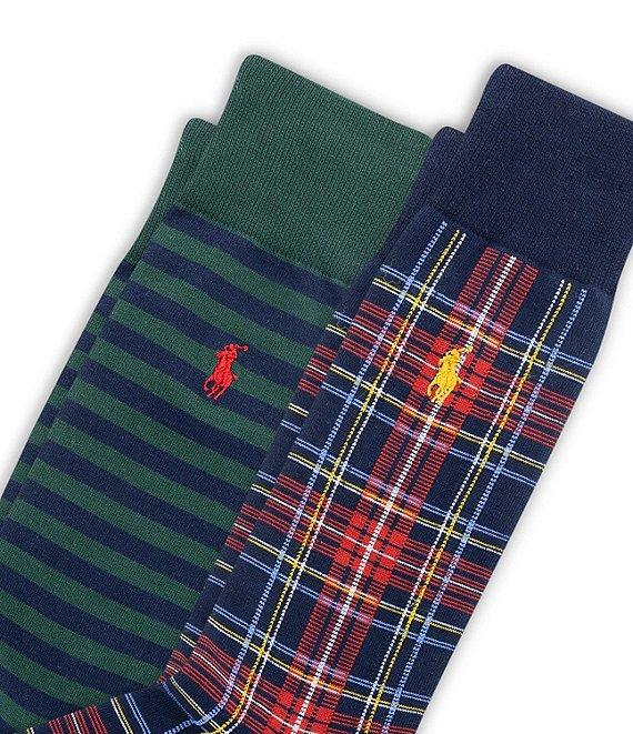 Polo Ralph Lauren Big & Tall Plaid and Stripe Socks 2-Pack Product Image
