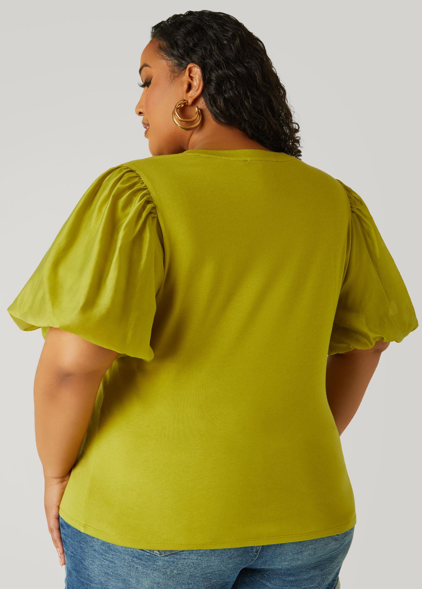 Plus Size Cotton Paneled Jersey Top Ashley Stewart Product Image