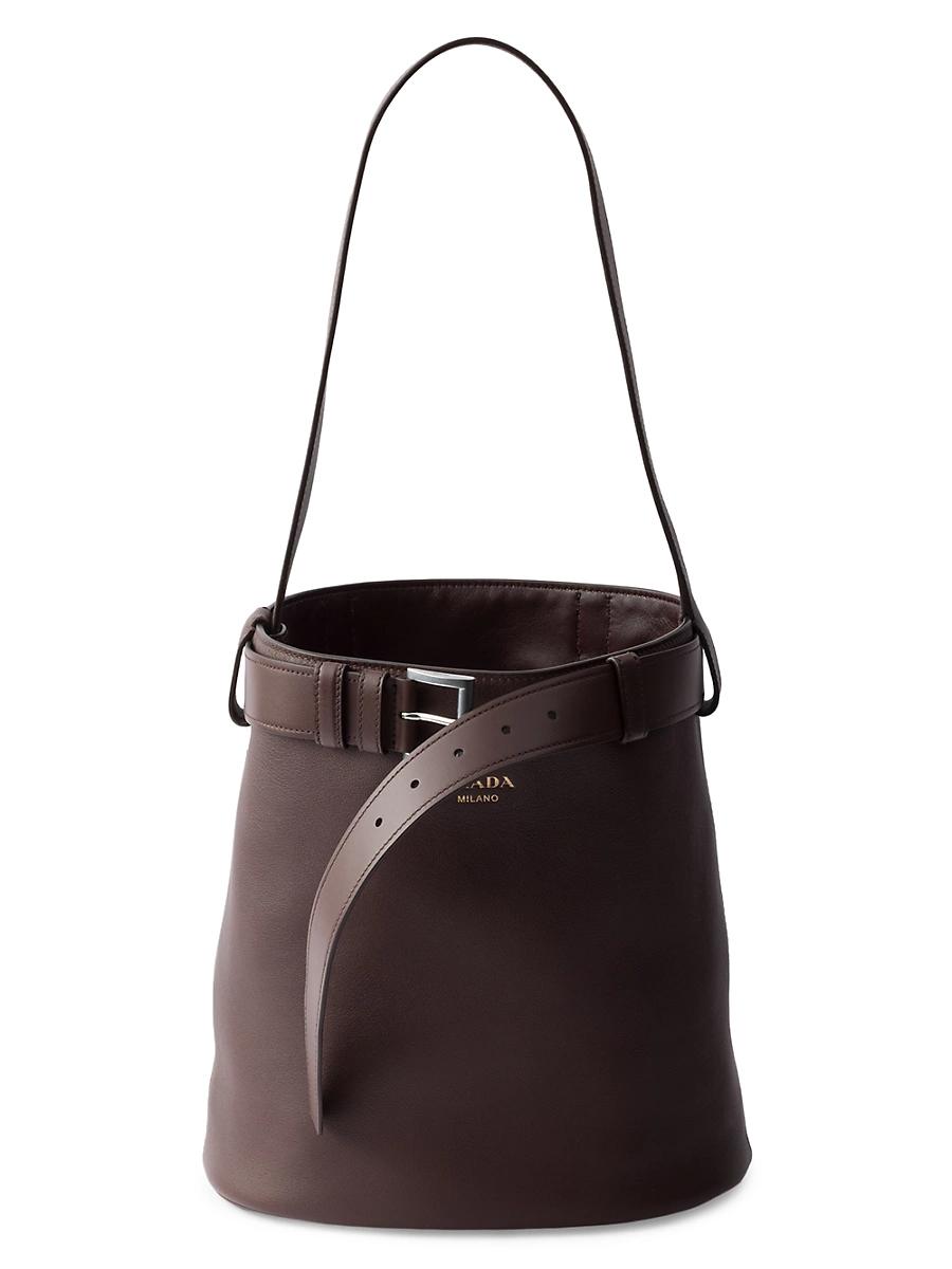 Womens Leather Bucket Bag with Belt Product Image